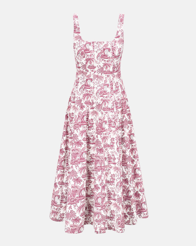 Bordeaux Toile Wells Midi Dress